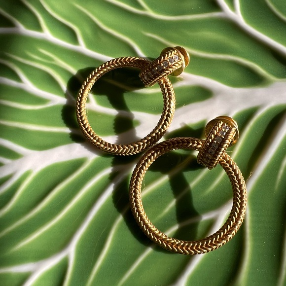 Julie Vos Gold Rope Hoop Earrings | 24K Plated | Classic Luxury Style - Picture 1 of 2